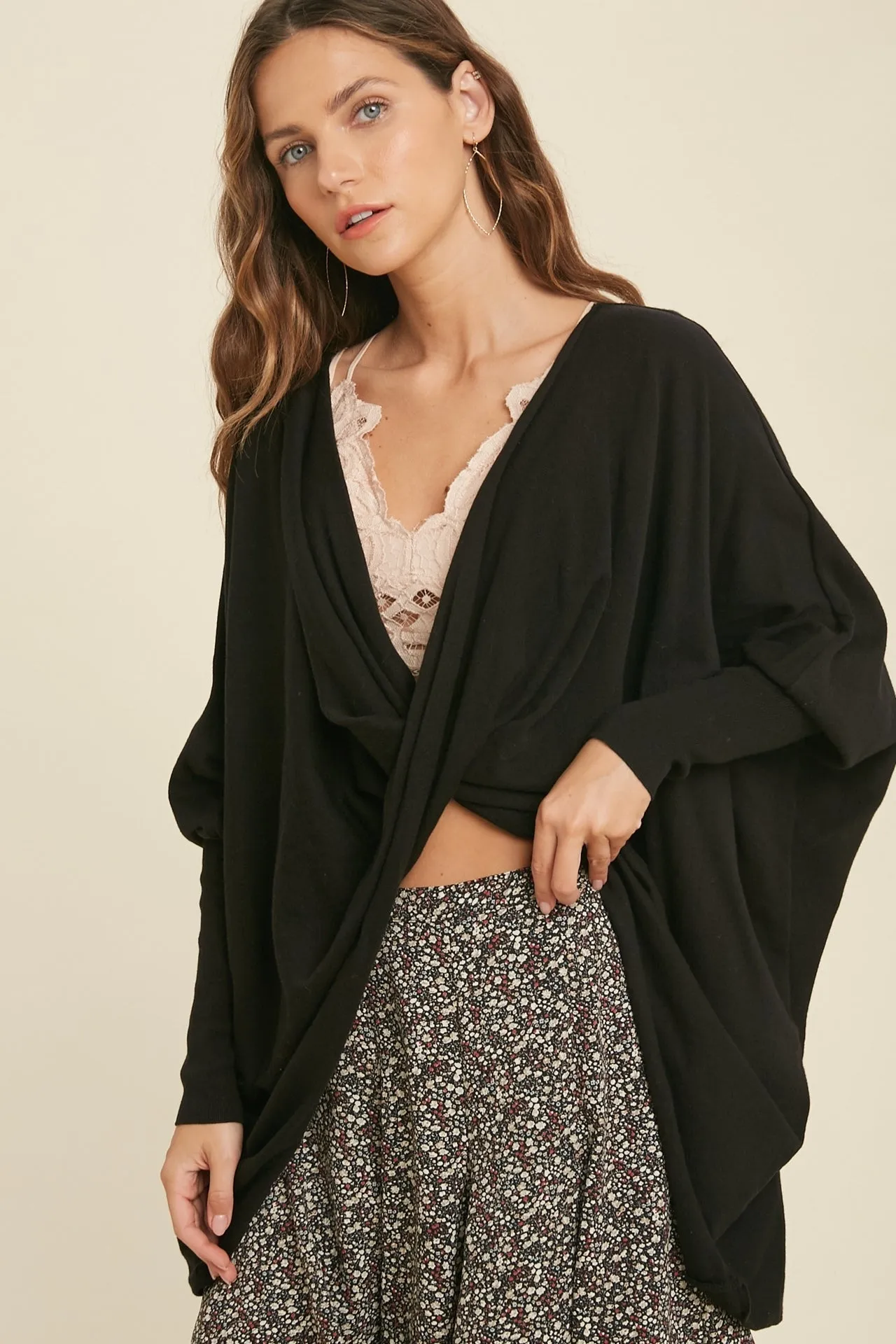 Tatum Twist Back Sweater in Black