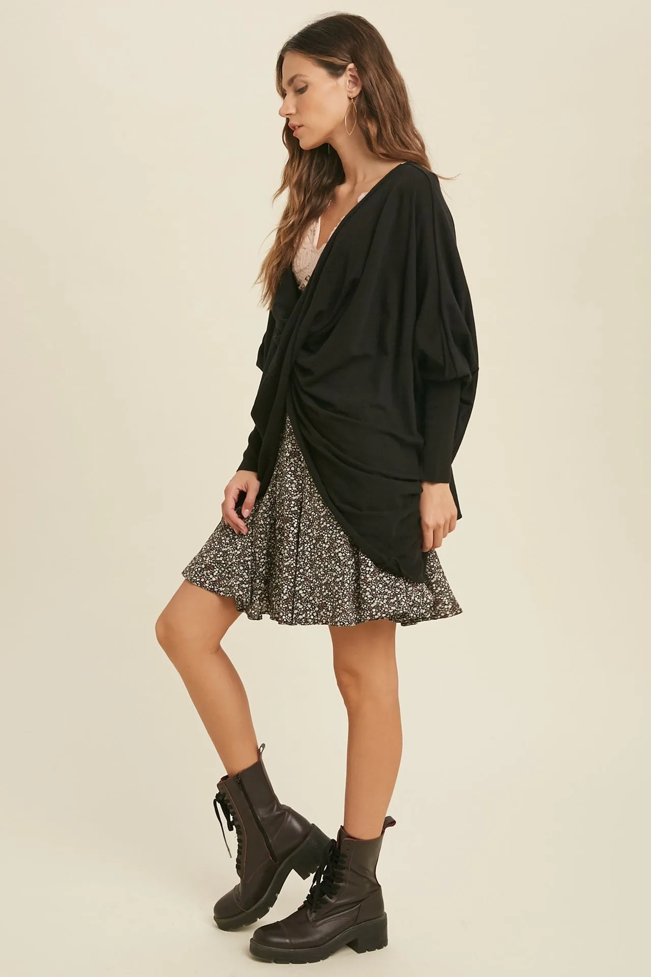 Tatum Twist Back Sweater in Black