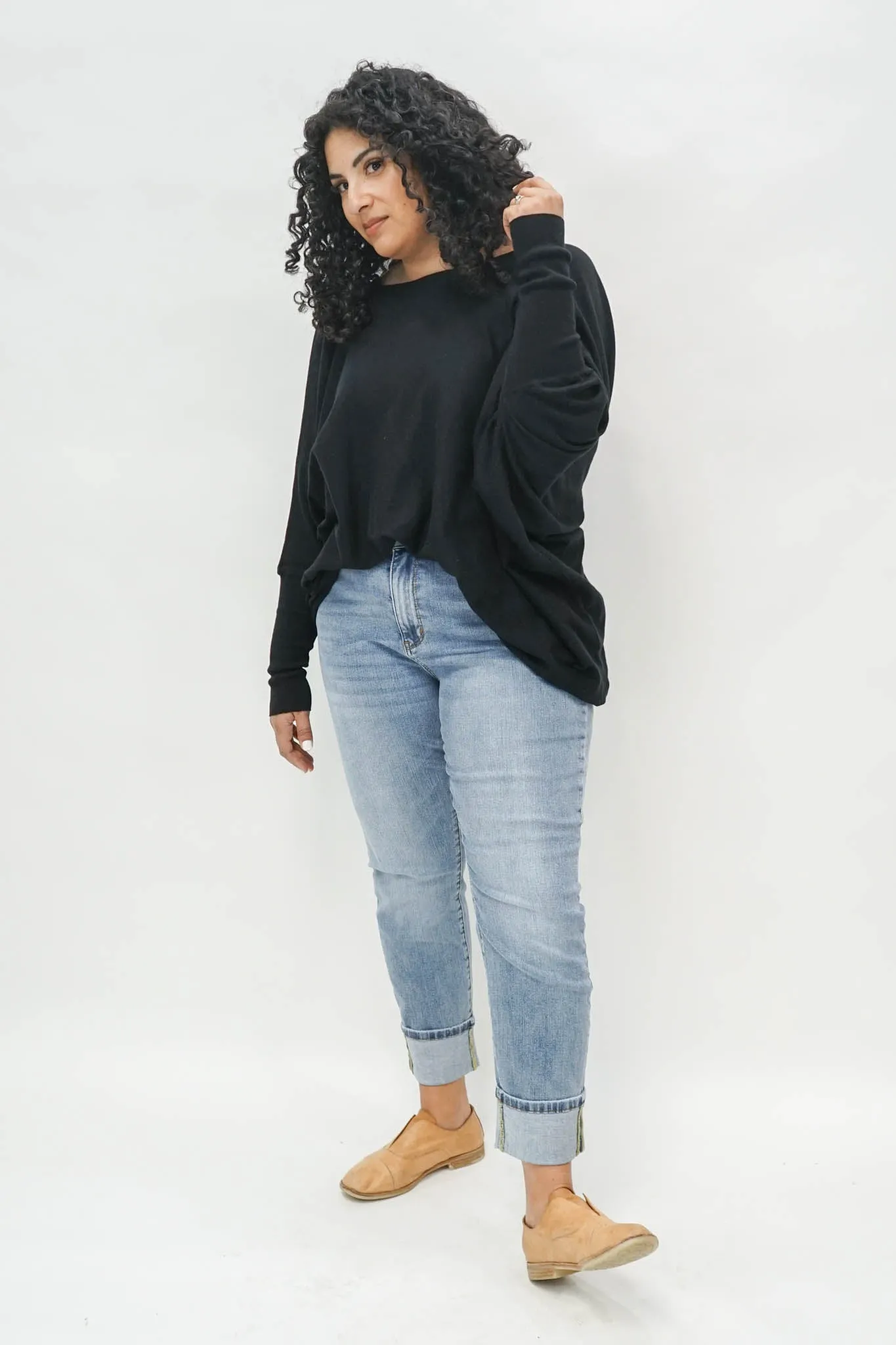 Tatum Twist Back Sweater in Black