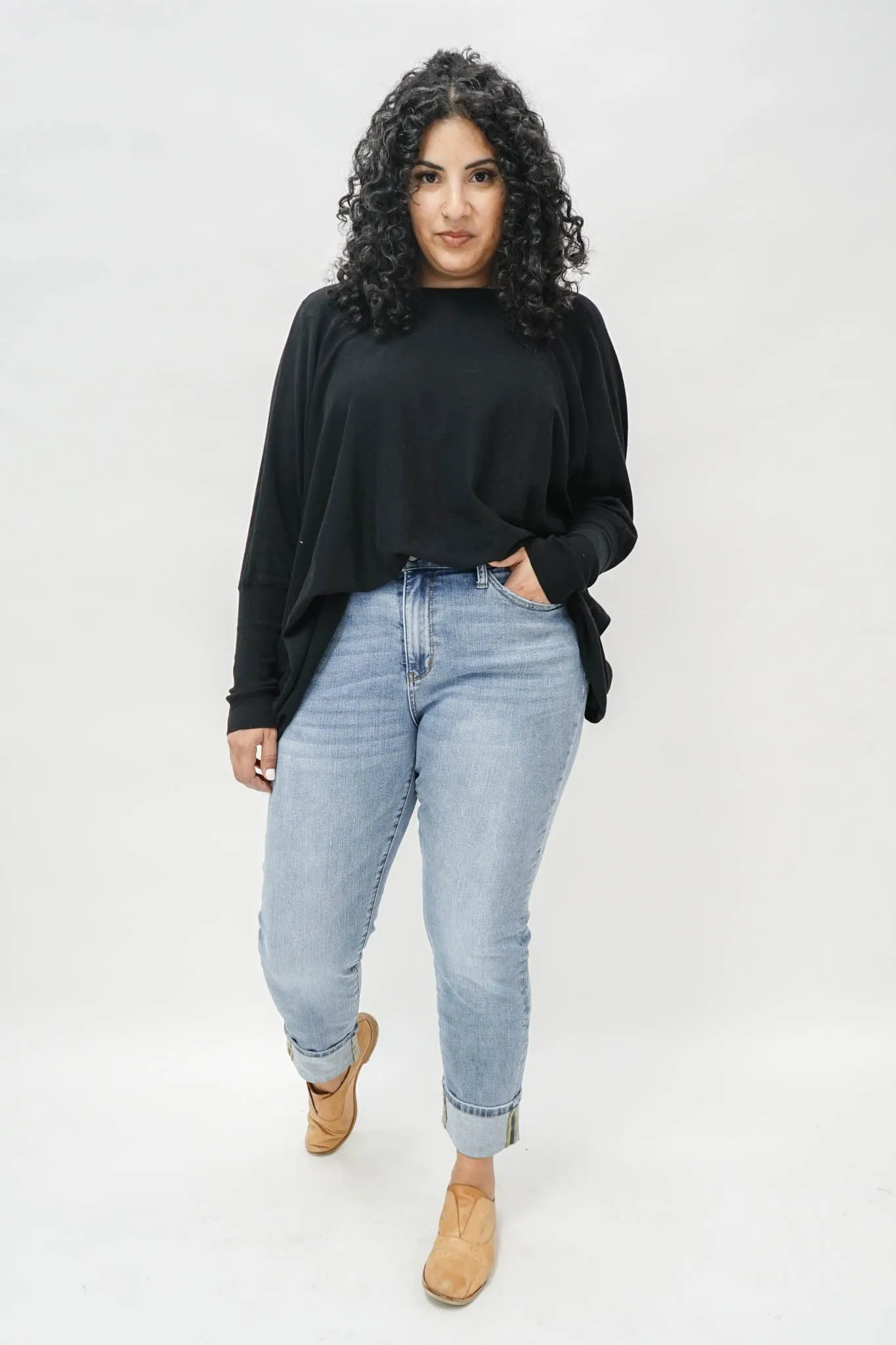 Tatum Twist Back Sweater in Black