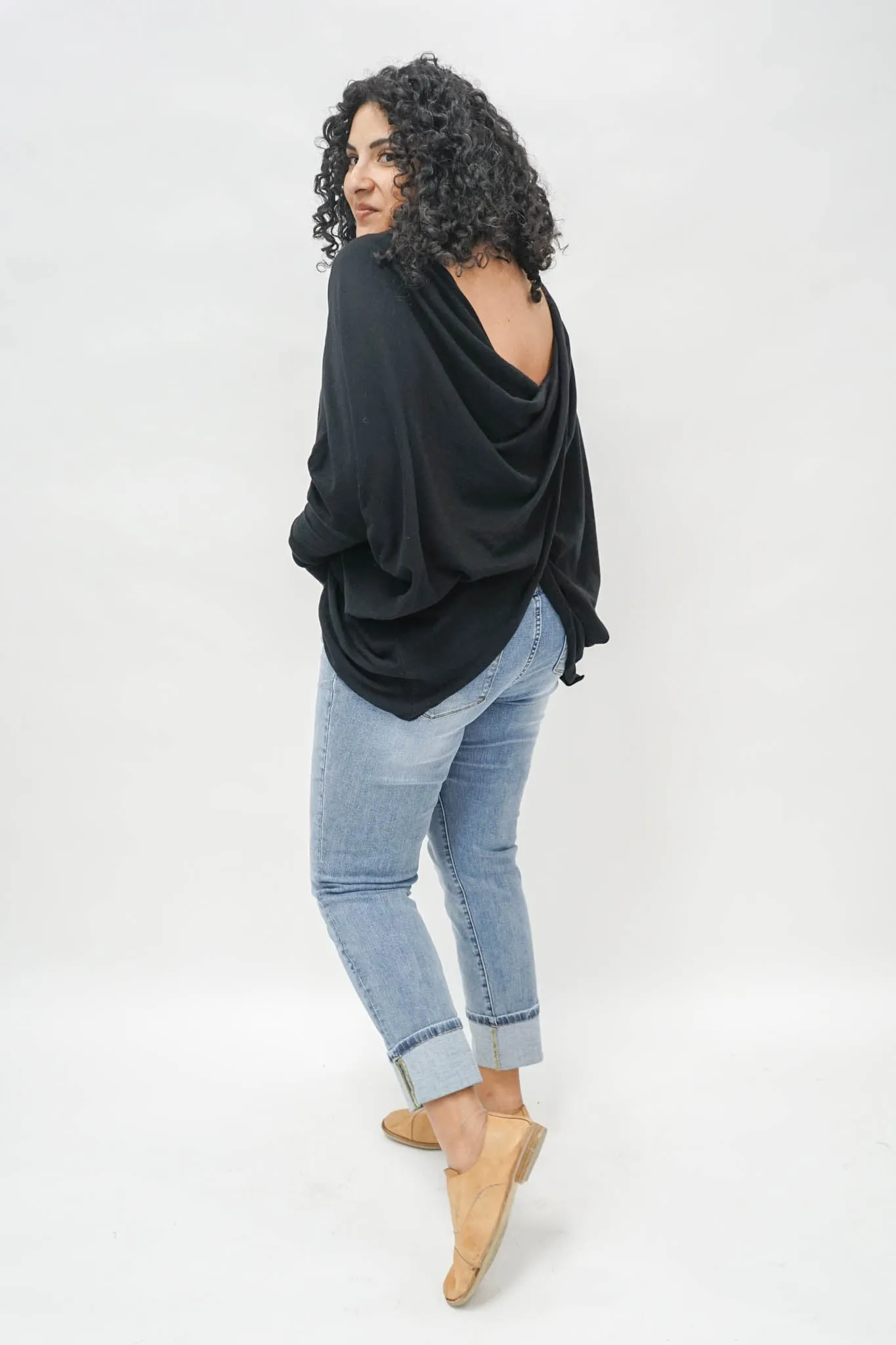 Tatum Twist Back Sweater in Black
