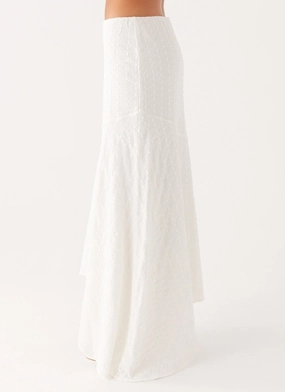 Tayah Asymmetrical Maxi Skirt - White Tayah Asymmetrical Maxi Skirt - White