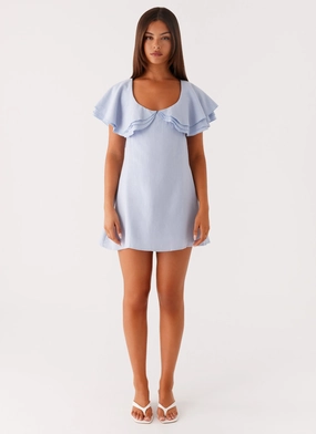 Taye Linen Mini Dress - Blue Taye Linen Mini Dress - Blue