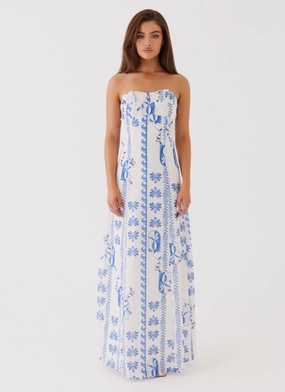 Tayla Linen Maxi Dress - Floral Wave Tayla Linen Maxi Dress - Floral Wave