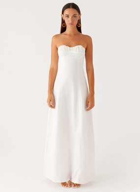 Tayla Linen Maxi Dress - White Tayla Linen Maxi Dress - White