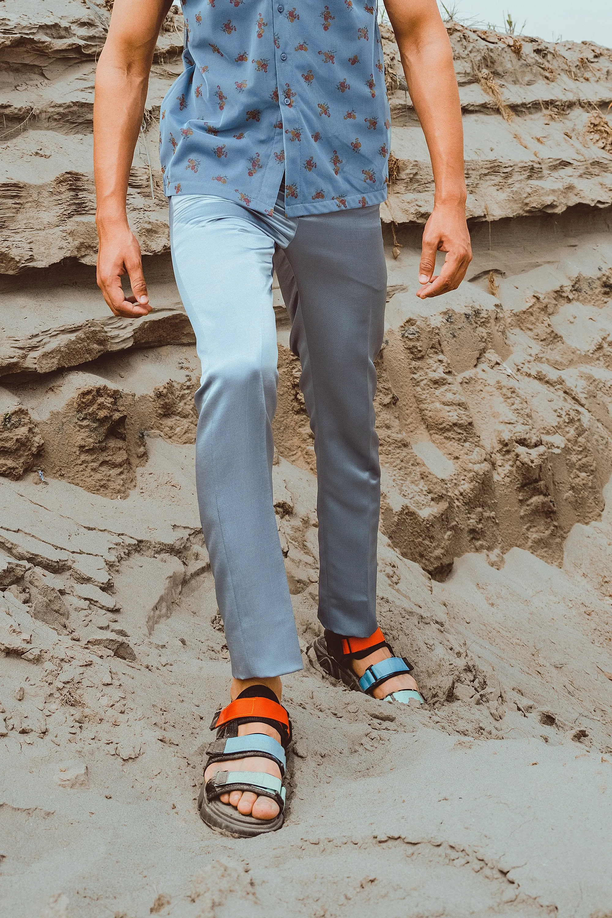 Teal Blue Satin Silk Pants