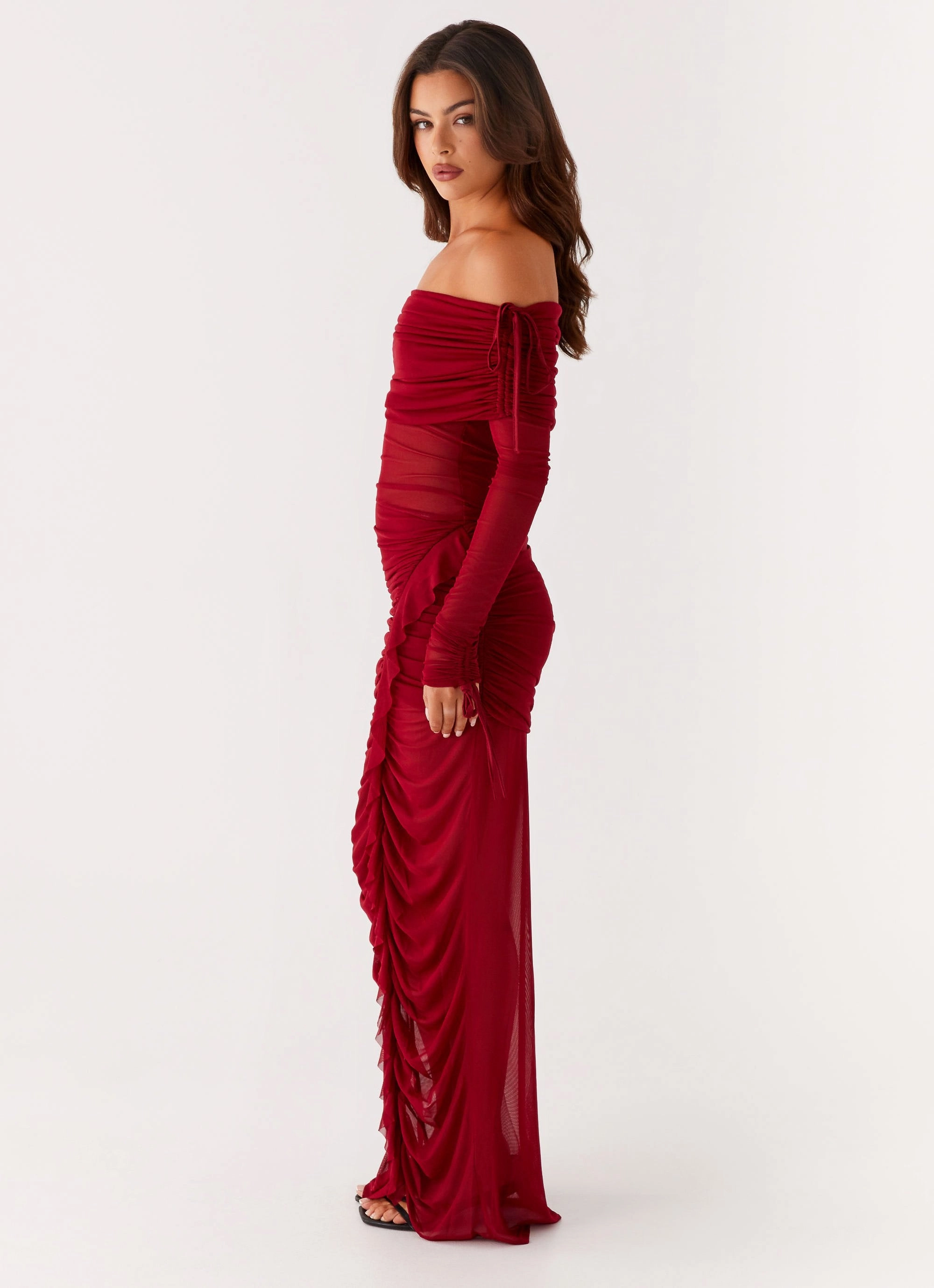Teala Mesh Maxi Dress - Red
