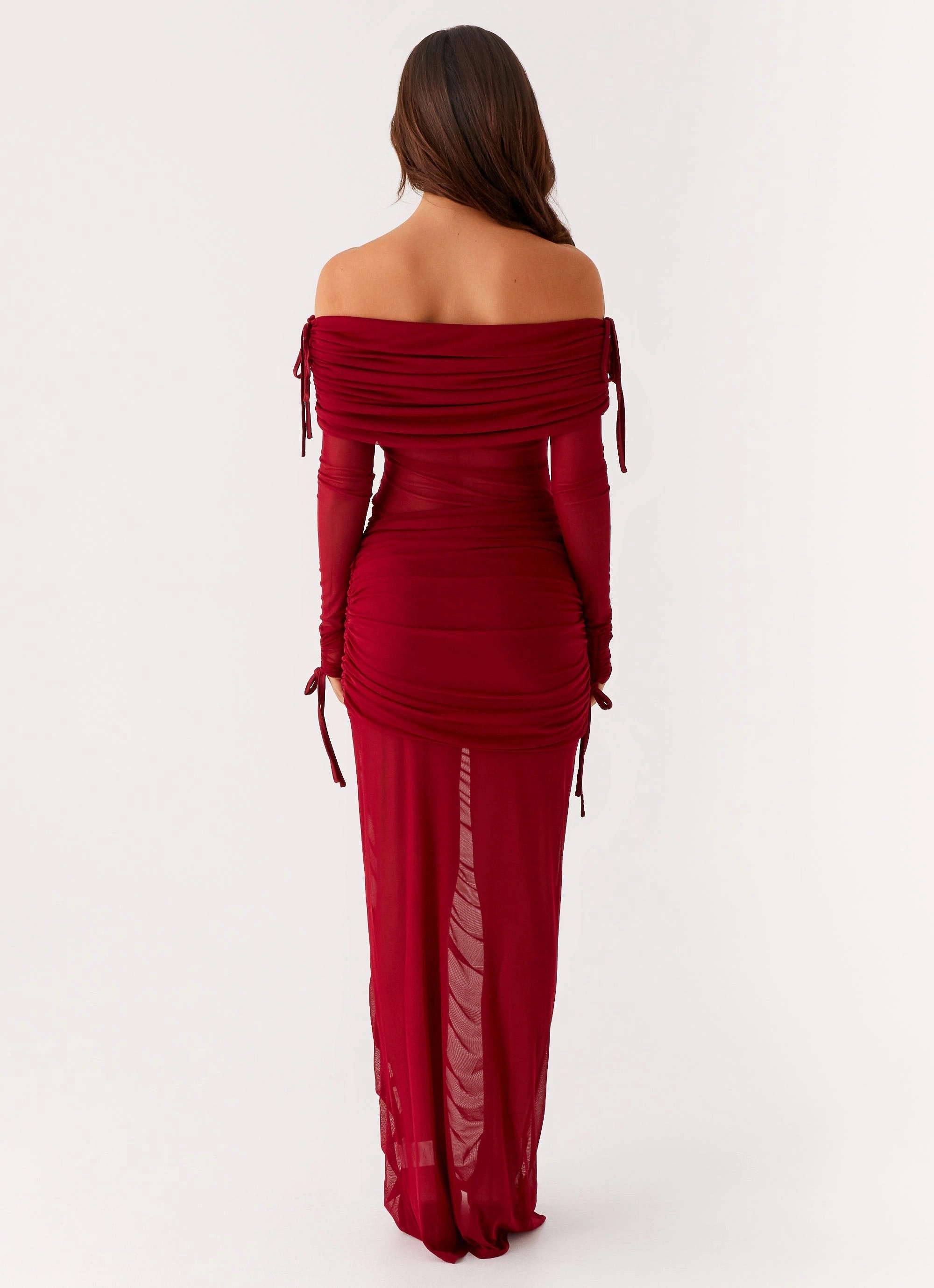 Teala Mesh Maxi Dress - Red
