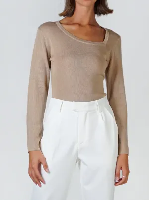 Tear Drop Neckline Knit- Sand
