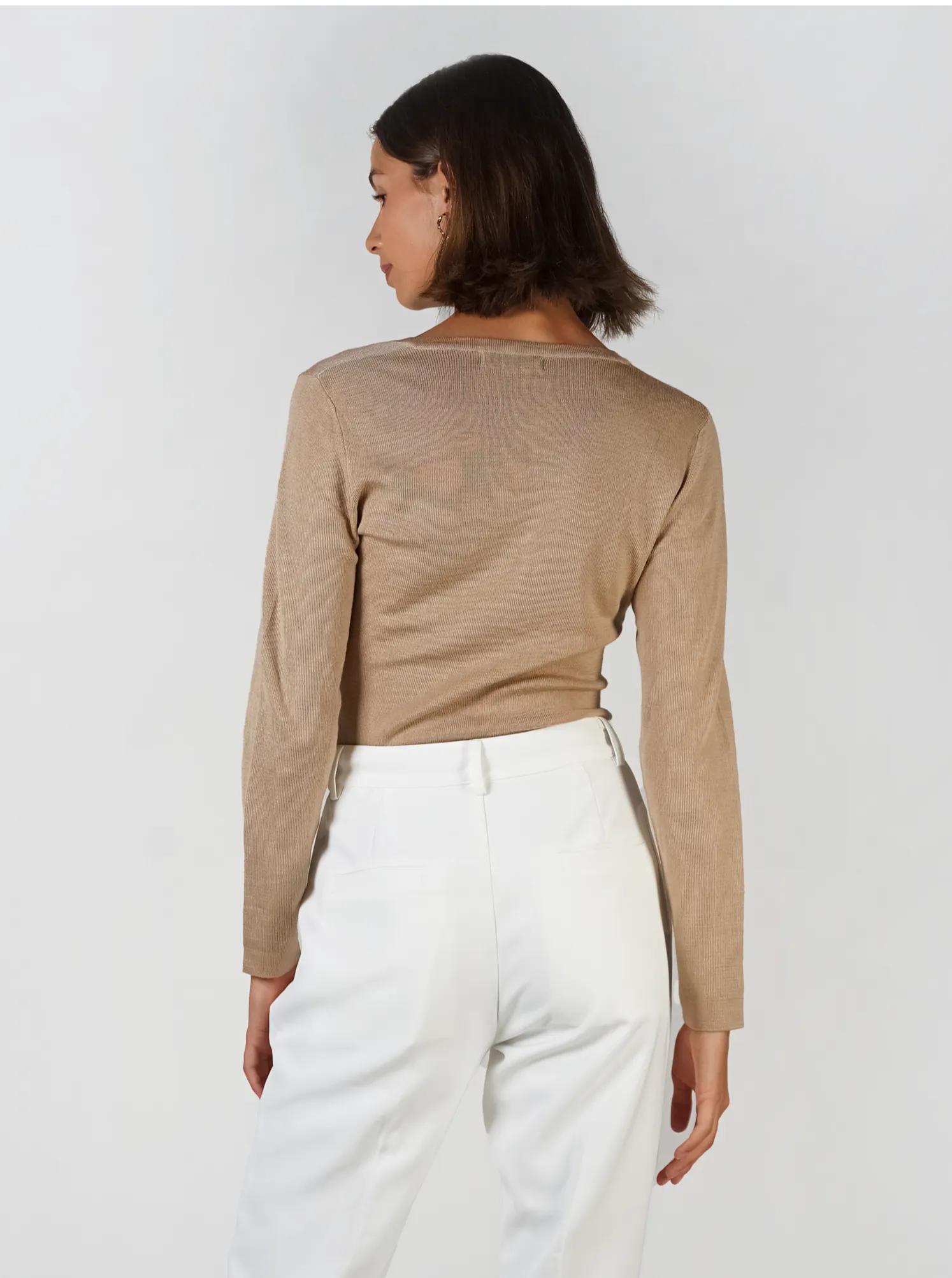 Tear Drop Neckline Knit- Sand