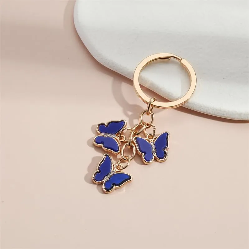 tenghong2021 1~3 Pcs Butterfly Charms Keychain Unique Cute Acrylic Crystal Chain Keyring Purse Bag Accessories