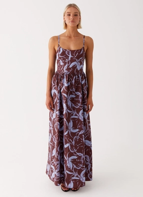 Tesoro Maxi Dress - Brown Purple Floral Tesoro Maxi Dress - Brown Purple Floral