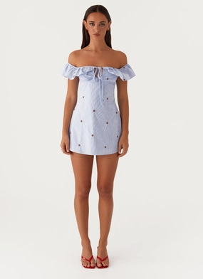 Texas Sun Linen Mini Dress - Blue Texas Sun Linen Mini Dress - Blue