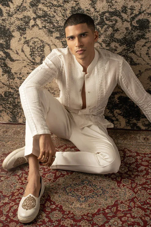 Textured Embroidered Shirt & Pant Set