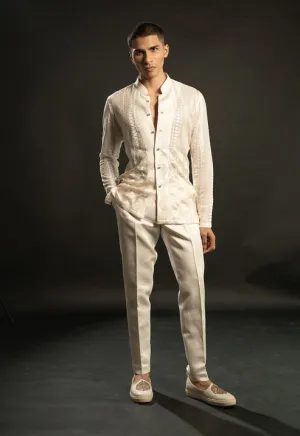 Textured Embroidered Shirt & Pant Set