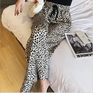 Thailand Hot Selling Popular Leopard Stripes Casual All-Matching Wide Leg Long Women INS Pants