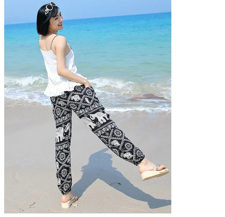 Thailand Yoga Lantern Pants Women Boho Loose Cotton Wide Leg Elephant Beach Long Pants