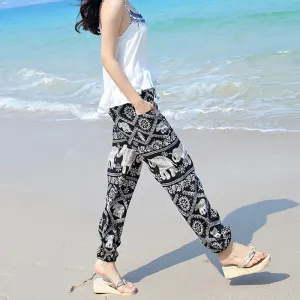 Thailand Yoga Lantern Pants Women Boho Loose Cotton Wide Leg Elephant Beach Long Pants