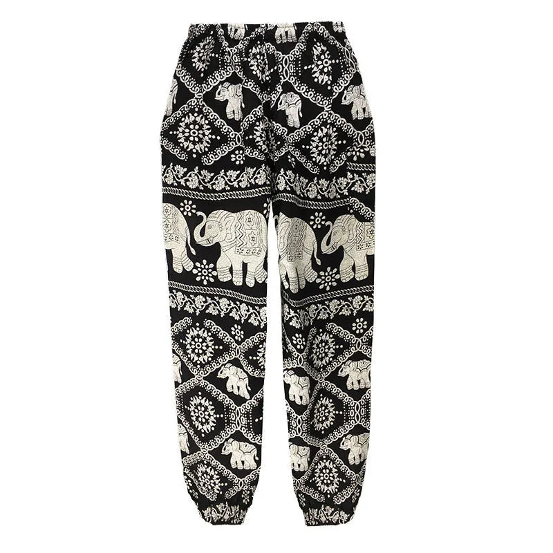 Thailand Yoga Lantern Pants Women Boho Loose Cotton Wide Leg Elephant Beach Long Pants