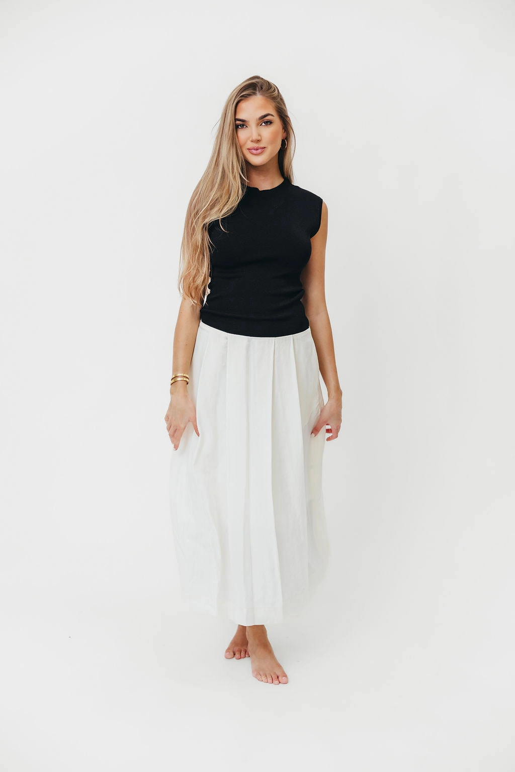 The Cairo Midi Dress in Black/Cream *Final-Sale*