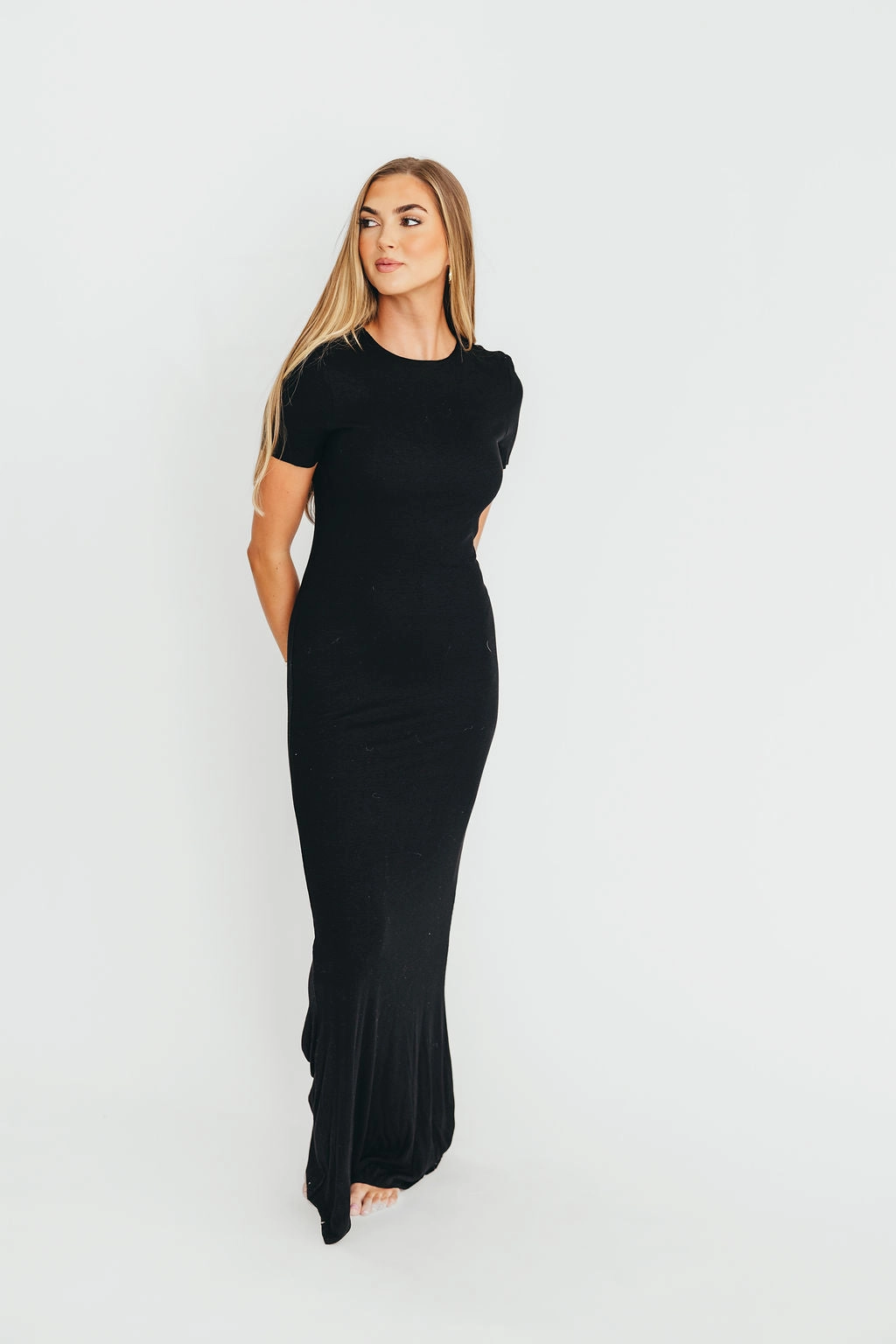 The Charlie Ribbed Maxi Dress in Black
