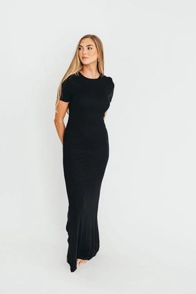The Charlie Ribbed Maxi Dress in Black The Charlie Ribbed Maxi Dress in Black