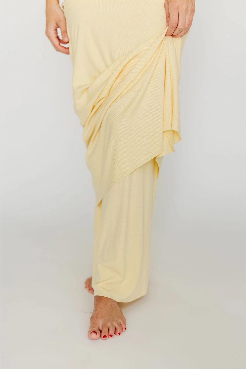 The Charlie Ribbed Maxi Dress in Butter Yellow - Bump Friendly