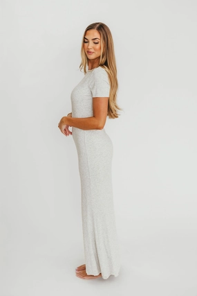 The Charlie Ribbed Maxi Dress in Light Heather Grey -Bump Friendly The Charlie Ribbed Maxi Dress in Light Heather Grey -Bump Friendly