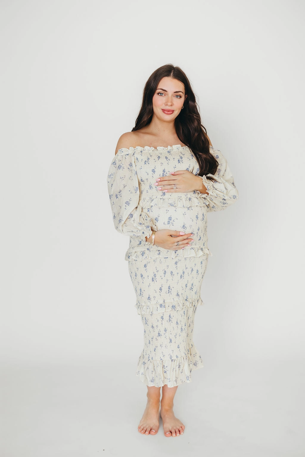 The Chloe Midi Dress in Blue - Bump Friendly *Final-Sale*