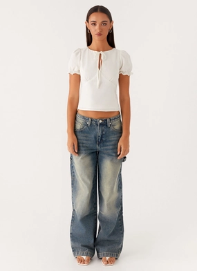 These Words Puff Sleeve Top - White These Words Puff Sleeve Top - White