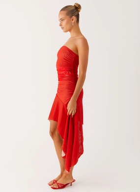 Think About It Midi Dress - Fire Red Think About It Midi Dress - Fire Red