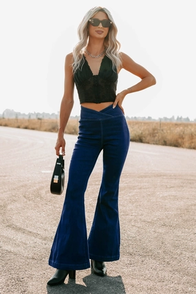 Thora V Waist Signature 8 Flare Jeans (Dark) Thora V Waist Signature 8 Flare Jeans (Dark)