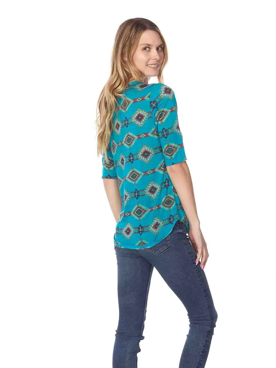 Tianello "Navajo" Printed Cotton Knit Burnout "Koi Tee"