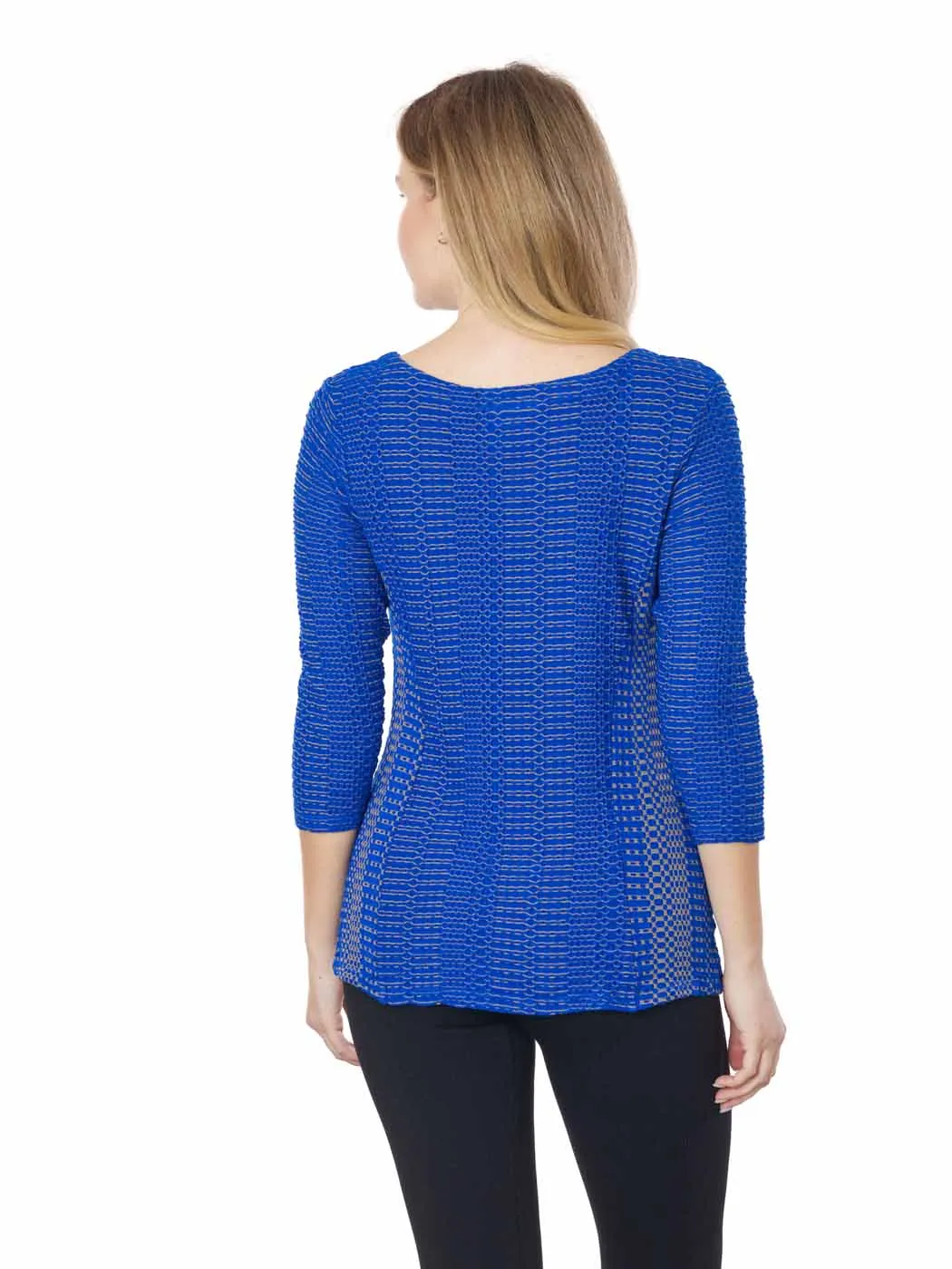 Tianello "Reka" Taupe Knit Jersey Jacquard "Ballet" Tee - S,M