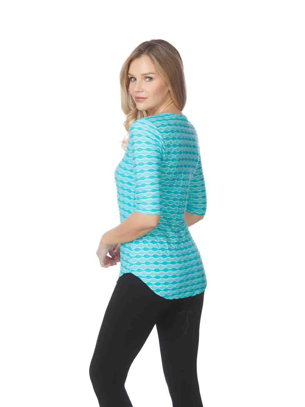 Tianello "Yazdi" Knit Jacquard Koi Tunic Top