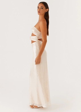 Tianna Strapless Sequin Maxi Dress - Ivory Tianna Strapless Sequin Maxi Dress - Ivory