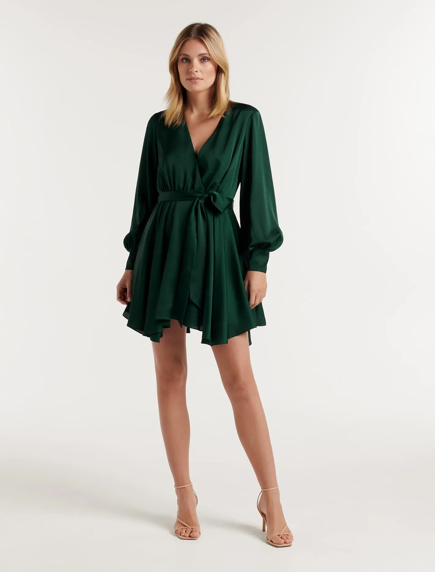 Tiffany Asymm Hem Wrap Mini Dress