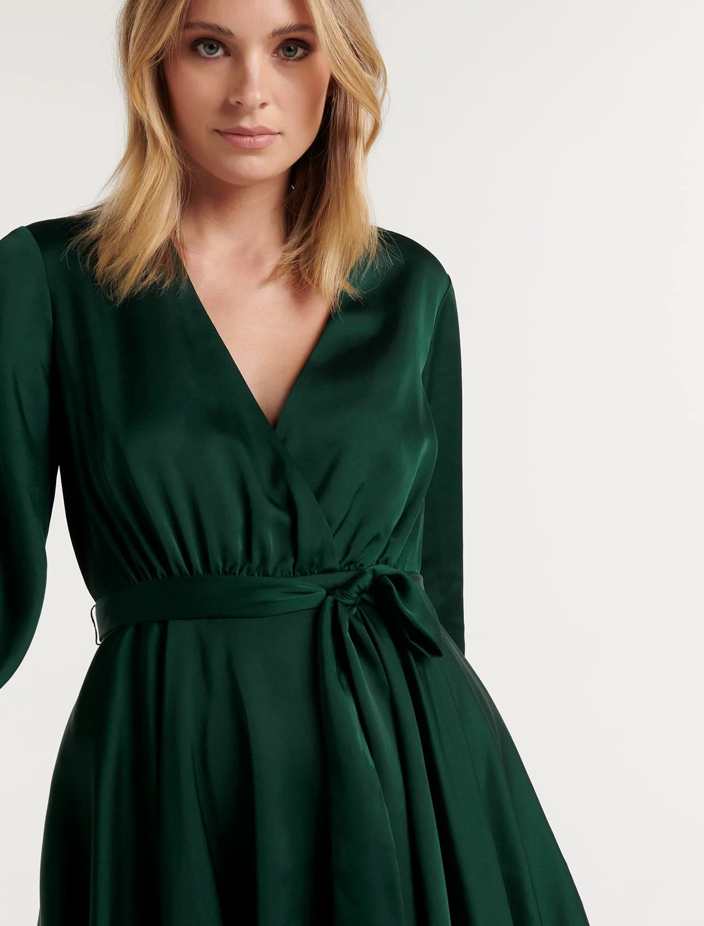 Tiffany Asymm Hem Wrap Mini Dress