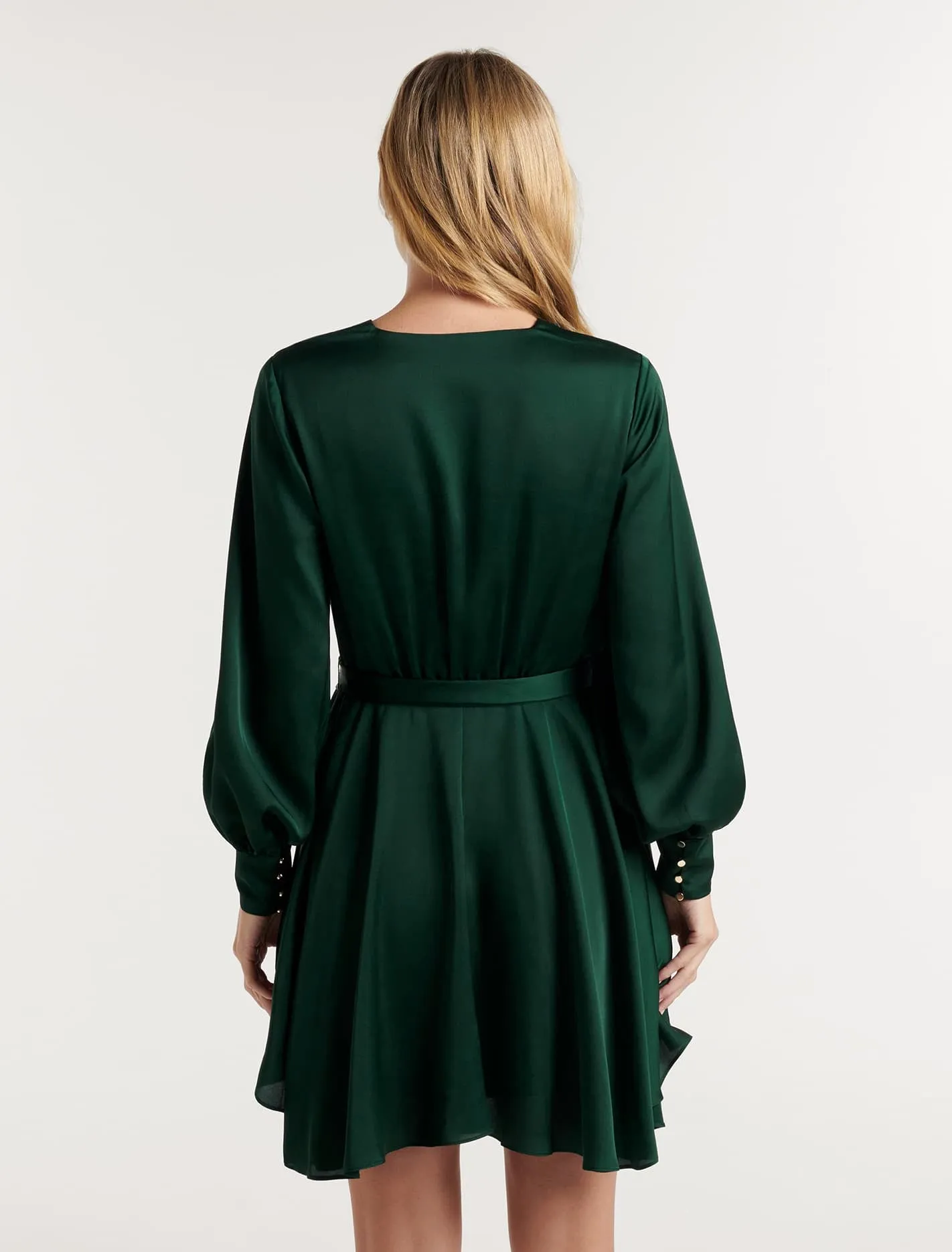 Tiffany Asymm Hem Wrap Mini Dress