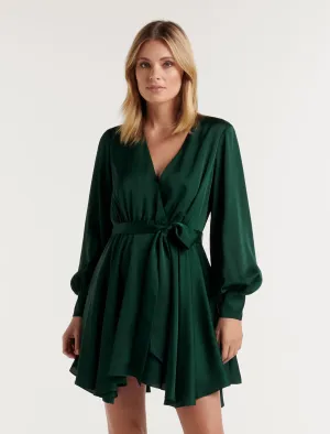 Tiffany Asymm Hem Wrap Mini Dress