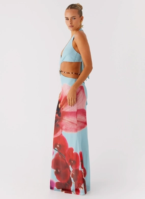 Time To Dance Maxi Dress - Turquoise Bloom