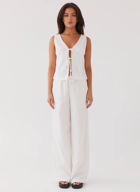 Tina Linen Vest Top - White Tina Linen Vest Top - White