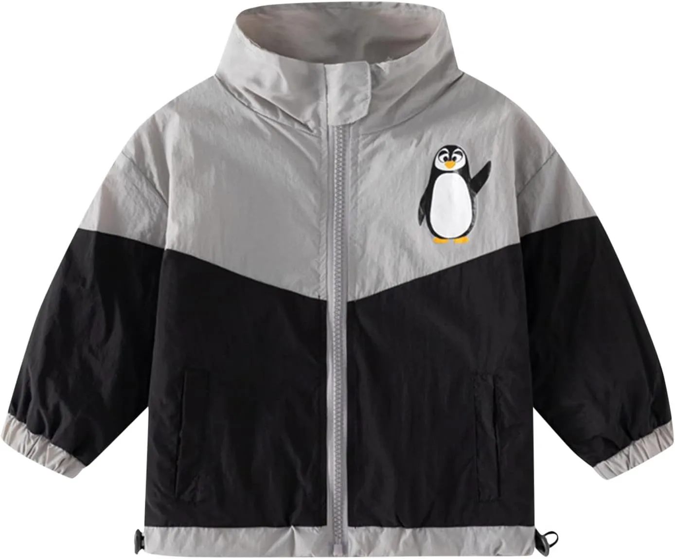 Toddler Baby Boys Windbreaker Color blocking Hooded Jacket Lightweight Rain Jacket Raincoat Spring&Fall Jacket