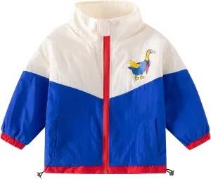 Toddler Baby Boys Windbreaker Color blocking Hooded Jacket Lightweight Rain Jacket Raincoat Spring&Fall Jacket