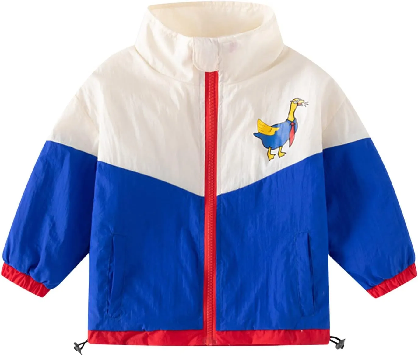 Toddler Baby Boys Windbreaker Color blocking Hooded Jacket Lightweight Rain Jacket Raincoat Spring&Fall Jacket