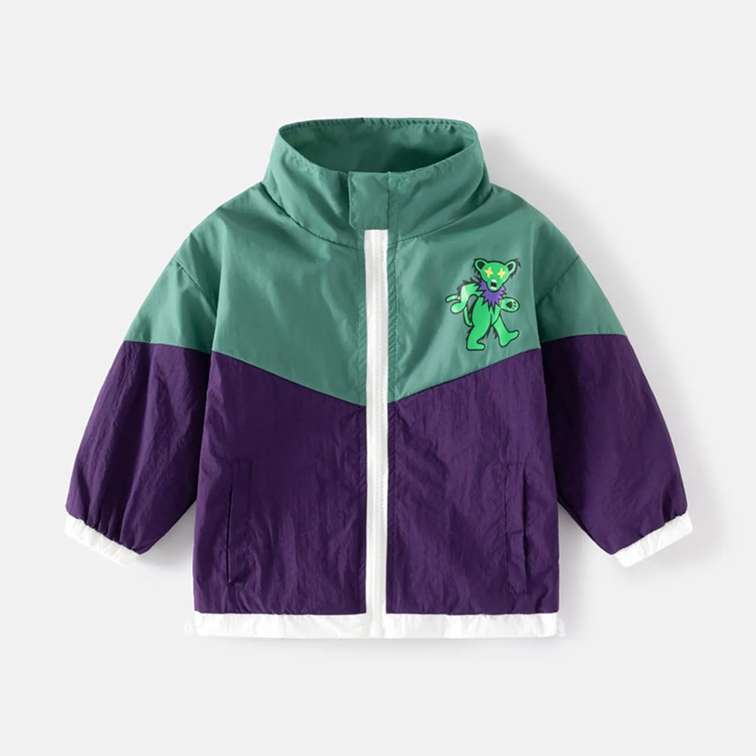 Toddler Baby Boys Windbreaker Color blocking Hooded Jacket Lightweight Rain Jacket Raincoat Spring&Fall Jacket