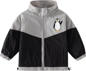 Toddler Baby Boys Windbreaker Color blocking Hooded Jacket Lightweight Rain Jacket Raincoat Spring&Fall Jacket