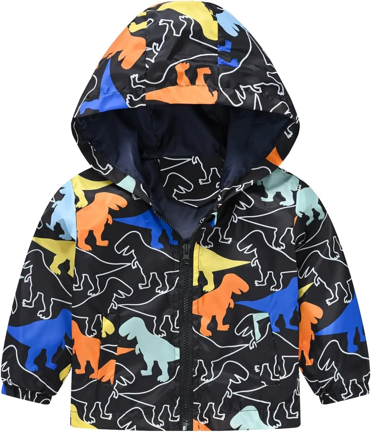 Toddler Baby Dinosaur Rain Jacket Boys Girls Hooded Jacket Cartoon Lightweight Windbreaker Raincoat Outwear