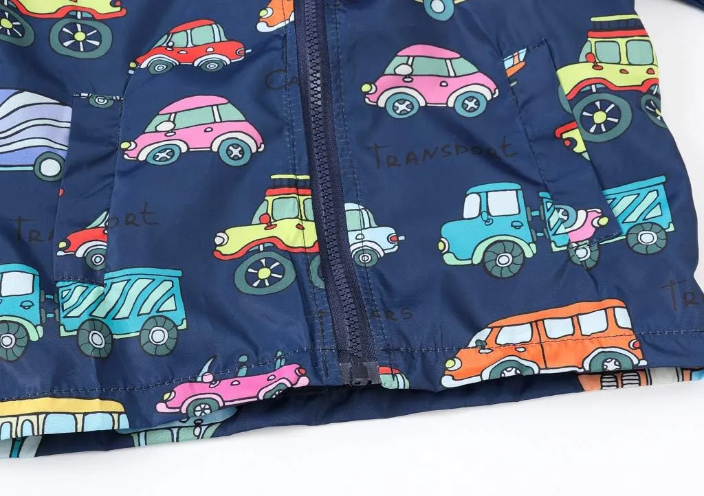 Toddler Baby Zipper Autumn Boys Print Coat Hooded WindproofJacket Kids Boys Coat&jacket Toddler Winter Fun Boys Coat