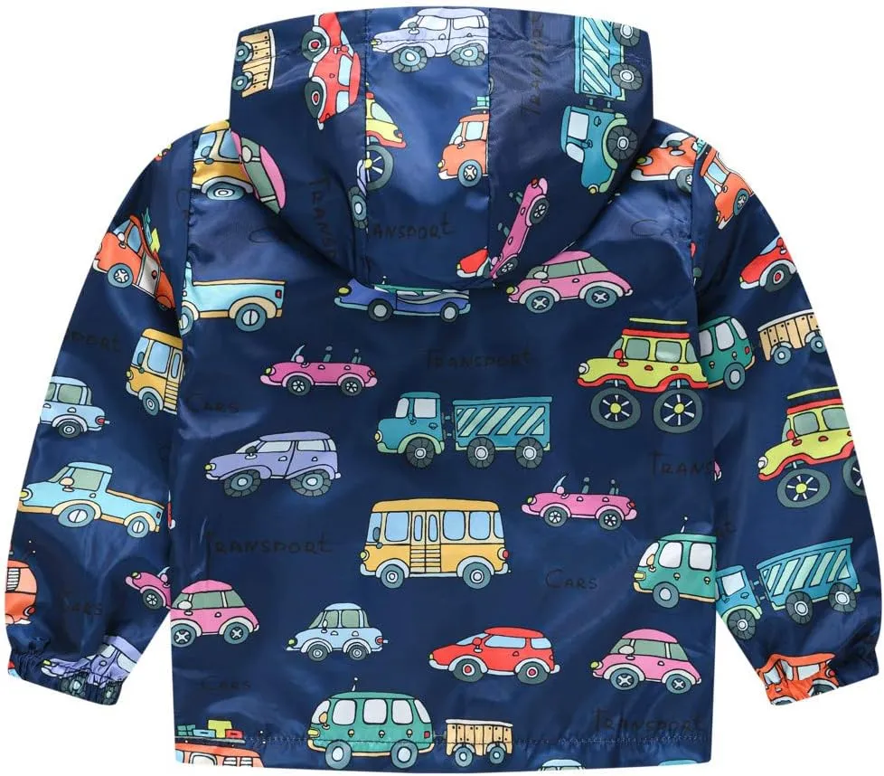 Toddler Baby Zipper Autumn Boys Print Coat Hooded WindproofJacket Kids Boys Coat&jacket Toddler Winter Fun Boys Coat